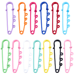 (52) Непрозрачная лаванда 26 шт. 13 цвета, окрашенные аэрозольной краской, железная брошь, булавки для килта с тройными петлями, разноцветные, 50x50x5.5 мм, отверстие : 2.5 мм