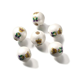 Crown Печатное натуральное дерево, жемчужные, карнавальная серия, корона, 15.5x14.5 мм, отверстие : 4.5 мм