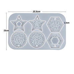 Weiß DIY Silikon Anhänger Formen, Dekoration machen, Gießformen aus Harz, für UV-Harz, Epoxidharz Schmuckherstellung, Mischformen, weiß, 150x235x11 mm