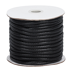 Черный 30м плетеные вощеные полиэфирные шнуры, для diy craft, чёрные, 5x4 мм, около 32.81 ярдов (30 м) / рулон