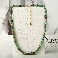 Нефрит Ожерелья из натуральных нефритовых дисков хейши для женщин, с концевыми цепями из нержавеющей стали, золотые, 15.75 дюйм (40 см)