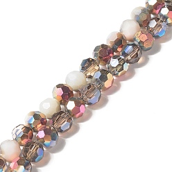 Сиена Прозрачные стеклянные бусины с гальваническим покрытием, с покрытием разноцветным, граненый (32 граней), круглые, цвет охры, 6x5.5 мм, отверстие : 1.2 мм, около 94 шт / нитка, 19.88 дюйм (50.5 см)