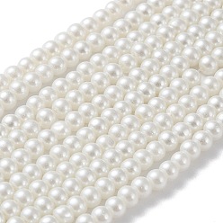 White Baking Painted Pearlized Glass Pearl Round Bead Strands, White, 4~5mm, Hole: 1mm, about 210pcs/strand, 31.4 inch