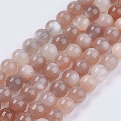 Multi-Moonstone Natural Multi-Moonstone Beads Strands, Round, 6mm, Hole: 1mm, about 65pcs/strand, 15.7 inch