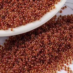 (RR235) Sparkling Dark Coral Lined Topaz AB MIYUKI Round Rocailles Beads, Japanese Seed Beads, 15/0, (RR235) Sparkling Dark Coral Lined Topaz AB, 15/0, 1.5mm, Hole: 0.7mm, about 250000pcs/pound