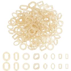 Beige Transparent Acrylic Linking Rings, with Glitter Powder, Quick Link Connectors, For Jewelry Cable Chains Making, Mixed Shapes, Beige, 117pcs/set