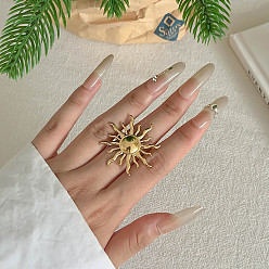 Солнце 304 палец кольца из нержавеющей стали, золотые, солнце, внутренний диаметр: регулируемый