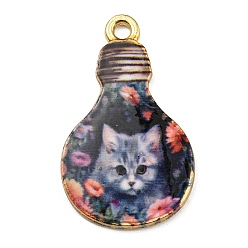 Темный Лосось Подвески из сплава, без свинца, без кадмии и без никеля, лампочка в форме кошки, темный лосось, 28x17x1.5 мм, отверстие : 1.8 мм