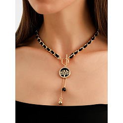 Tree of Life Сплав черная эмаль кисточка кулон или ожерелья, ожерелья из бархатных и алюминиевых цепочек, золотые, древо жизни, 17.20 дюйм (43.7 см)