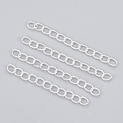 Серебро Удлинитель железной цепи, бордюрные цепи, серебряные, 50 мм, ссылка: 5~5.5x3.5~4x0.8 mm