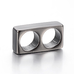 Bronze 304 acier inoxydable liens multi-brins, pour la fabrication de bracelets en cuir, rectangle, gris anthracite, 14~16x7~8x4mm, Trou: 6~6.5mm