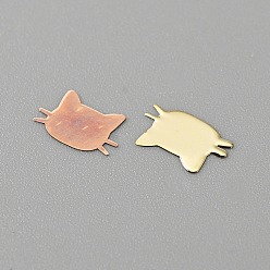 Cat Shape Латунные кабошоны, аксессуары для украшения ногтей для женщин, золотые, Узор кошки, 5x6.5x0.1 мм, 1000 шт / пакет
