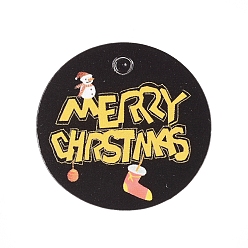 Разноцветный Бумажные подарочные бирки, хэндж теги, для декоративно-прикладного искусства, на Рождество, плоский тур со словом счастливого рождества, красочный, 30x0.3 мм, отверстие : 3 мм