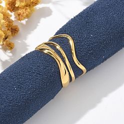 Настоящее золото 18K 304 многослойные открытые манжетные кольца из нержавеющей стали для женщин, реальный 18 k позолоченный, 13 мм, регулируемый