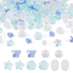 (52) Непрозрачная лаванда 100 шт. 5 стили гальванических прозрачных стеклянных бусин, разноцветные, 8~14x8~14x4.8~8.5 мм, отверстие : 1~1.2 мм, 20 шт / стиль