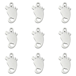 Нержавеющая Сталь Цвет 304 прелести нержавеющей стали, полый, след сердца, цвет нержавеющей стали, 12x7x1 мм, отверстие : 1 мм