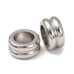 Нержавеющая Сталь Цвет Стойкая к потускнению колонна 304 шарики из нержавеющей стали, Большая дыра с отверстиями, цвет нержавеющей стали, 10x5 мм, отверстие : 6 мм