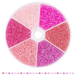Mixed Color Glass Seed Beads, Transparent Inside Colours, Round Hole, Round, Mixed Color, 12/0, 1.5~2.5x1.5~2mm, Hole: 0.8~1mm, 6 colors, 20g/color, 120g/box