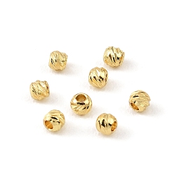 Real 18K Gold Plated Brass Beads, Round, Faceted, Rack Plating, Long-Lasting Plated, Cadmium Free & Lead Free, Real 18K Gold Plated, 3x2.5mm, Hole: 1.2mm