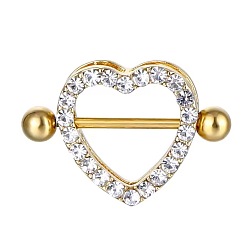 Нержавеющая Сталь Цвет 304 Кольца для сосков из нержавеющей стали со стразами, булавки для пирсинга сосков, цвет нержавеющей стали, 19 мм, штифты : 1.6 мм, Руководитель: 5 mm