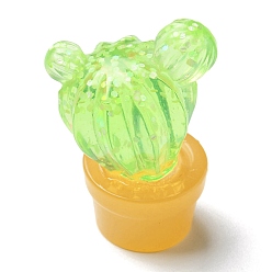 Оранжевый Прозрачные смолы кабошоны, кактус с пайетками, оранжевые, 37.5x29x23 мм