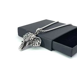 Нержавеющая Сталь Цвет Винтажный кулон в виде слона из нержавеющей стали в стиле панк, украшение с изображением животного для мужчин и женщин.