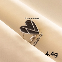 Нержавеющая Сталь Цвет Открытое кольцо-манжета из нержавеющей стали с сердцем для женщин, цвет нержавеющей стали, 21 мм, регулируемый