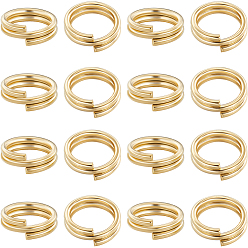 Настоящее золото 24K 120шт. латунные разрезные кольца, без свинца и без кадмия, кольца с двойной петлей, реальный 24 k позолоченный, 21 датчик, 6x2 мм, внутренний диаметр: 4.5 мм