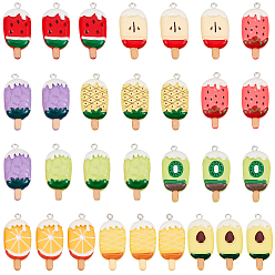 (52) Непрозрачная лаванда 40 шт 10 стили подвески из непрозрачной смолы, мороженое с имитацией фруктов, с железной платиной петлей, разноцветные, 36~36.5x16.5~17x6.5~7.5 мм, отверстие : 1.8~2 мм, 4 шт / стиль