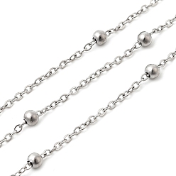 Нержавеющая Сталь Цвет 304 кабельные цепи из нержавеющей стали, круглые, с 304 из нержавеющей стали бусы, пайки, с катушкой, цвет нержавеющей стали, Коннекторы : 2x1.5x0.4 мм, около 65.62 футов (20 м) / рулон
