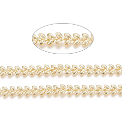 Real 18K Gold Plated Brass Handmade Cobs Chains, Link Chains, with Spool, Long-Lasting Plated, Unwelded, Leaf, Real 18K Gold Plated, 6x5x2mm, about 32.8 Feet(10m)/roll