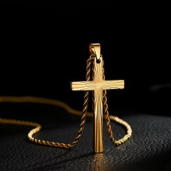 Золотой 304 Подвеска в виде креста из нержавеющей стали с религиозным рисунком, золотые, 23.62 дюйм (60 см)