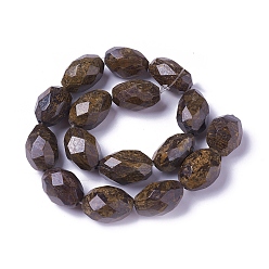 Bronzite Natural Bronzite Beads Strands, Faceted, Oval, 22~28x14~19mm, Hole: 1.8mm, about 16pcs/strand, 16.14 inch