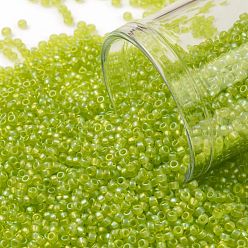 (164F) Transparent AB Frost Lime Green TOHO Round Seed Beads, Japanese Seed Beads, (164F) Transparent AB Frost Lime Green, 15/0, 1.5mm, Hole: 0.7mm, about 15000pcs/50g