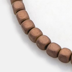 с Покрытием Меди Гальванизировать немагнитных синтетический гематит бисер пряди, кубические, матовые, с медным покрытием, 3x3x3 мм, отверстие : 1 мм, около 148 шт / нитка, 15.7 дюйм