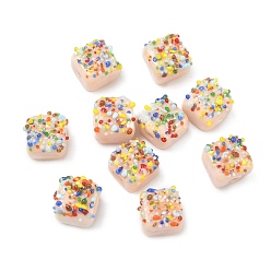 Разноцветный Бусины лэмпворк , имитация еды, конфетный хлеб, красочный, 9.5~10x9.5~10x8 мм, отверстие : 1.5 мм