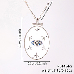 Белый Элегантные латунные ожерелья с прозрачными кубическими цирконами и эмалью в виде счастливого глаза, идеально подходит для повседневной носки, платина, белые, 15.75 дюйм (40 см)