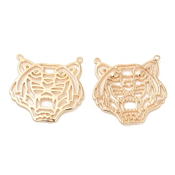 Настоящее золото 18K Латунные филигранные подвески с животными, без кадмия, без никеля и без свинца, амулеты тигр, реальный 18 k позолоченный, 23x23.5x1 мм, отверстие : 1 мм