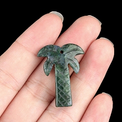 (RRHB277) Кристалл на подкладке из медово-бежевого цвета Природного индийского агата подвески, кокосовая пальма, 28x18~22 мм