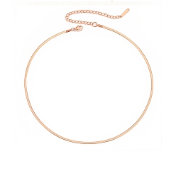 Rose Gold Stainless Steel Snake Bone Chain Necklaces, Rose Gold, 13.78 inch(35cm)