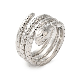 Платина Змеиные латунные перстни для женщин, без кадмия, без никеля и без свинца, платина, 15.5 мм, размер США 7 1/2 (17.7 мм)