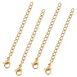 Golden 304 Stainless Steel Chain Extender, with Lobster Claw Clasp, Golden, 60mm