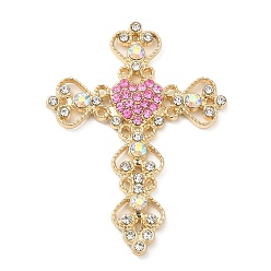 Золотой Сплав горный хрусталь кабошоны, крестик, золотые, 61x45.5x5.5 мм