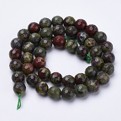 Dragon Blood Natural Dragon Blood Beads Strands, Faceted, Round, 10mm, Hole: 1.2mm, about 37pcs/strand, 15.3 inch