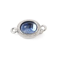 Marina Azul Cierres de caja de latón y piedras preciosas naturales, ópalo de imitación, oval, Platino, azul marino, 15x8x7 mm, agujero: 1.3 mm