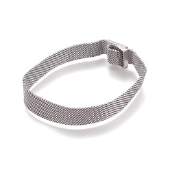 Stainless Steel Color Iron Mesh Chain Bracelet Making, with Magnetic Clasps, Fit Slide Charms, Stainless Steel Color, 9-1/8 inch(23cm), 10x1.5mm