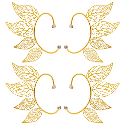 Золотой 4шт. 2 стили латунные серьги-манжеты, лист, золотые, 53 мм, 1 шт / стиль