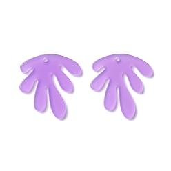 Medium Orchid Transparent Acrylic Pendants, Leaf, Medium Orchid, 27.5x26x2.5mm, Hole: 2mm