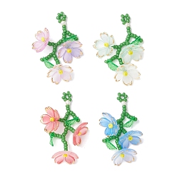 (52) Непрозрачная лаванда Подвески из акриловых цветов, с японским бисером, акриловыми подвесками, стеклянными жемчужными бусинами и нейлоновой проволокой, разноцветные, 52x36.5x18.5 мм, отверстие : 2.5 мм