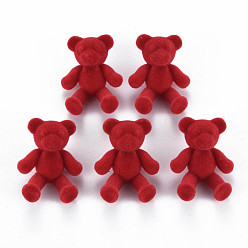 Малиновый Флокированные акриловые кнопки с хвостовиком, медведь, малиновый, 38~39x29.5x15 мм, отверстие : 3 мм